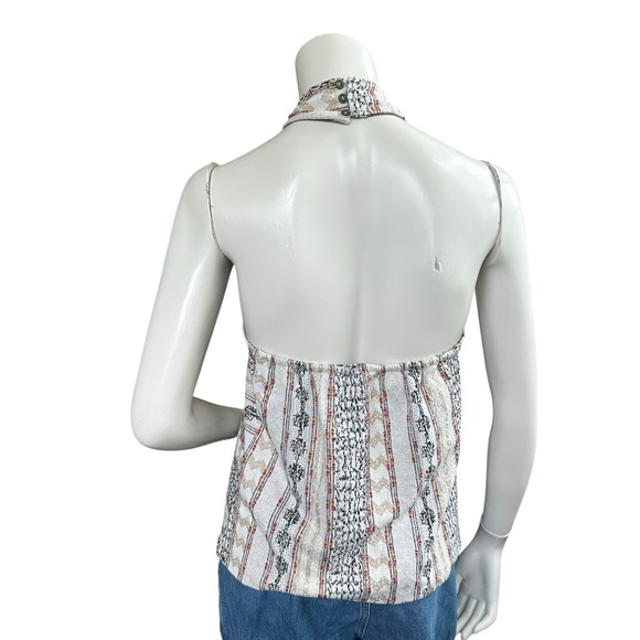 Anthropologie Leanne Jacquard Cream Multicolor Cross Front Halter Top Size XS - Picture 7 of 10